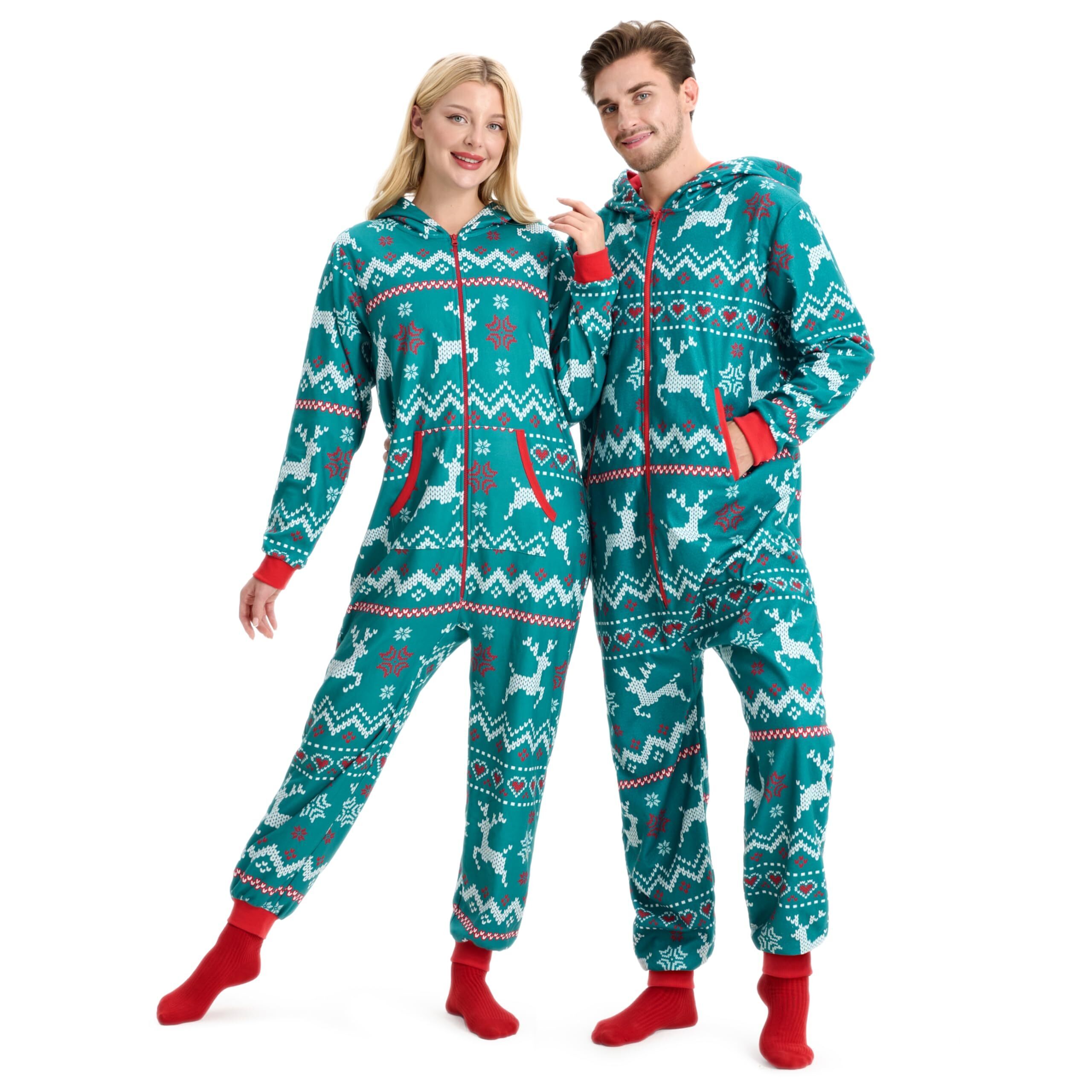 5243 Adults Christmas Hooded Pajamas Nordic Print Pattern Holiday 5243 Adults Christmas Hooded Pajamas Nordic Print Pattern Holiday
